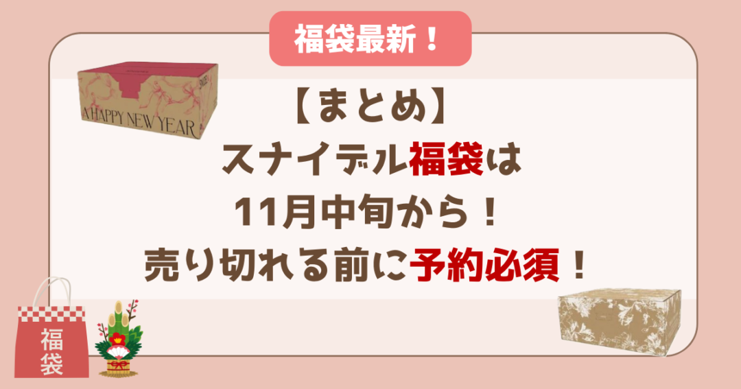 【まとめ】スナイデル福袋は11月中旬から!売り切れる前に予約必須!